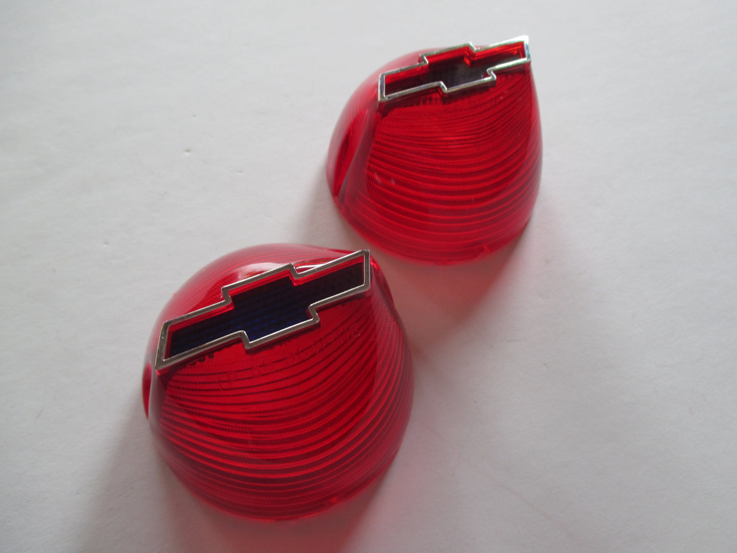 1956 56 CHEV TAIL LIGHT LENSES WITH BLUE BOWTIE NEW CHEVY CHEVROLET1