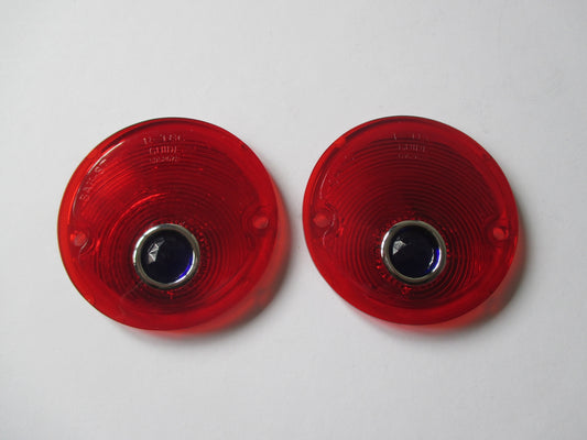 55-59 CHEV TRUCK RED TAIL LIGHT LENSES WITH BLUE DOTS NEW PICK UP 56 57 580