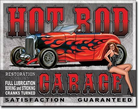 Hot Rod Garage Tin Sign