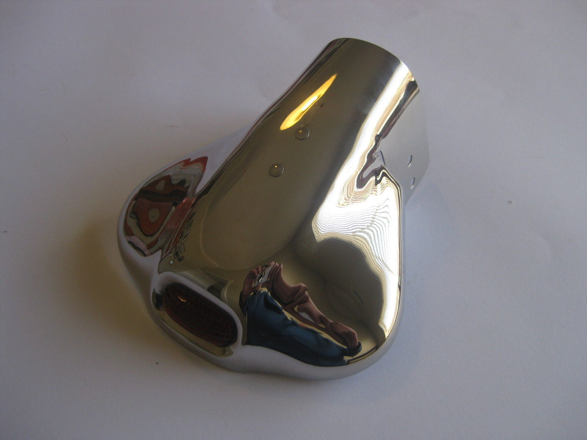 STAINLESS EXHAUST DEFLECTOR WITH RED JEWEL FORD HOLDEN CHEV HOTROD RATROD0
