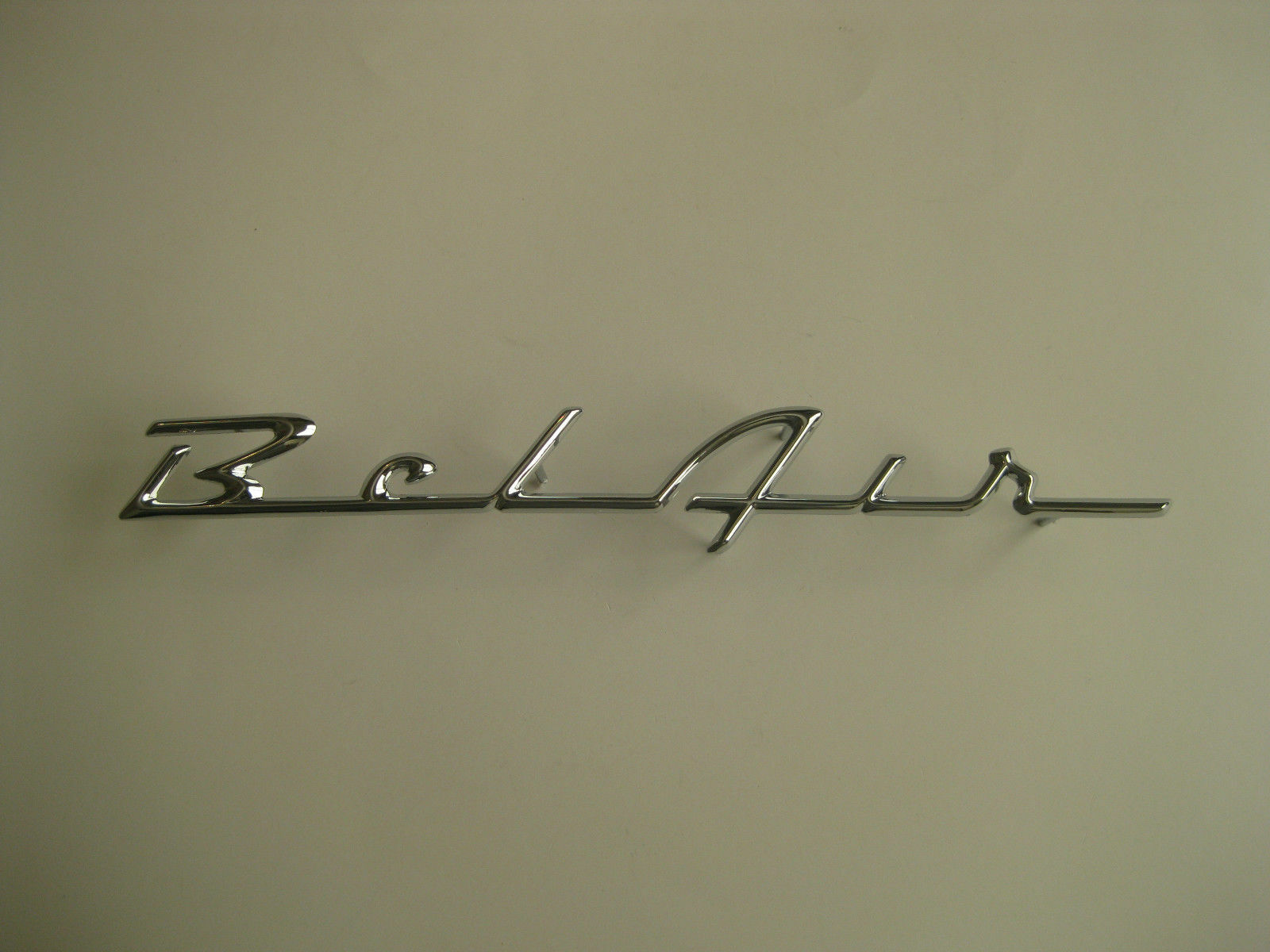 CHROME CHEV BELAIR BADGE 55 56 NEW 1955 1956 CHEVROLET EMBLEM BEL AIR SCRIPT0