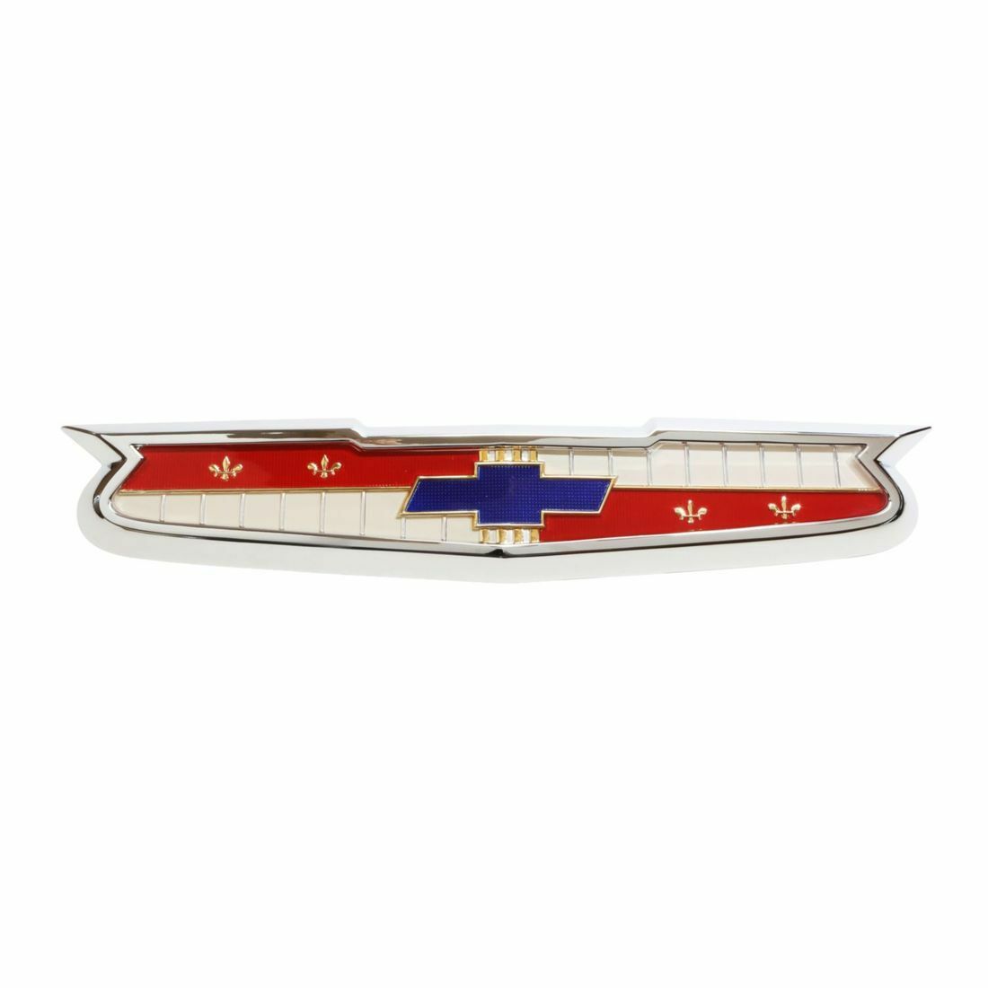 58 CHEV 6 CYL. BONNET BADGE ASSEMBLY 1958 NEW CHEVROLET BELAIR EMBLEM HOOD0