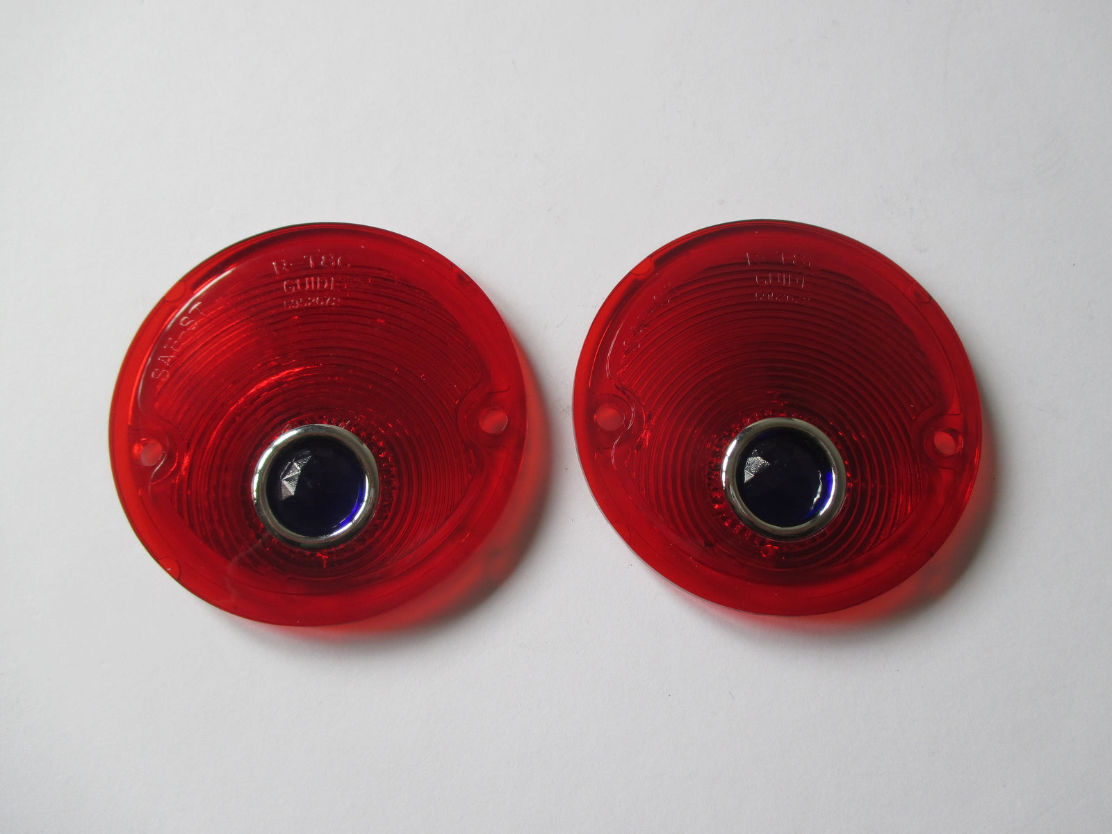 55-59 CHEV TRUCK RED TAIL LIGHT LENSES WITH BLUE DOTS NEW PICK UP 56 57 580