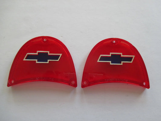1957 Chevrolet Tail Light Lenses With Blue Bowtie