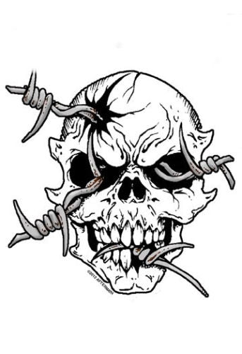 Barb Wire Skull Sticker