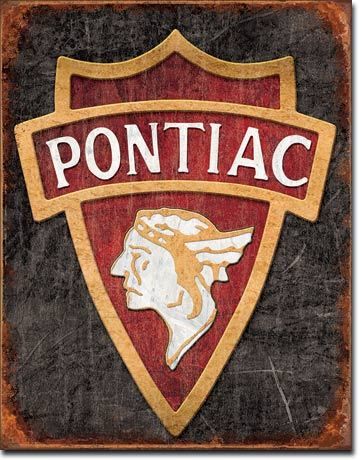 Pontiac Indian Head Tin Sign