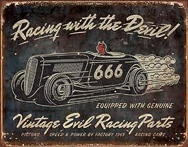 Vintage Evil Racing Parts Tin Sign