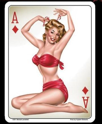Ace of Diamonds Pin Up Sticker